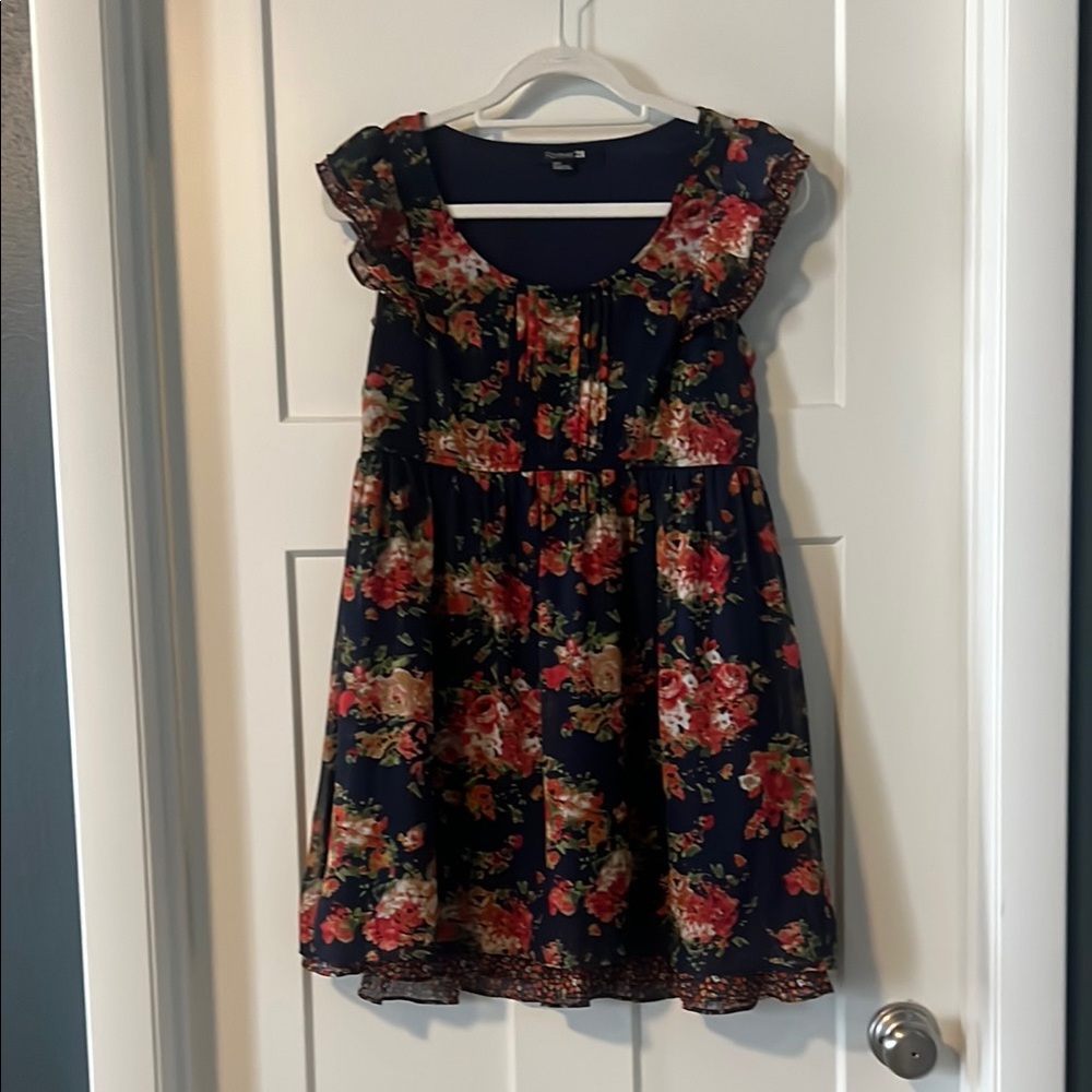 Forever 21 Blue and Red Ruffled Tiered Sundress